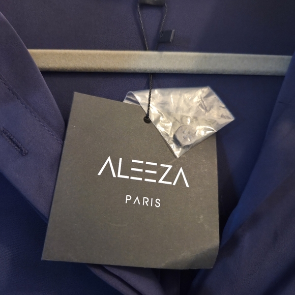 Aleeza Elegant Marquis Navy Belted Midi Dress With Pleats - Picture 2 of 9